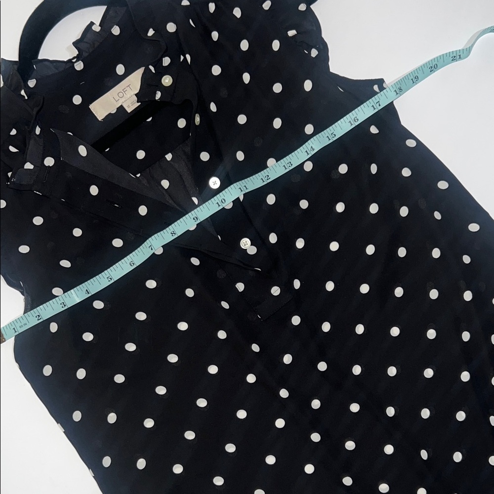 LOFT Black and White Polka Dot Blouse - Picture 8 of 8